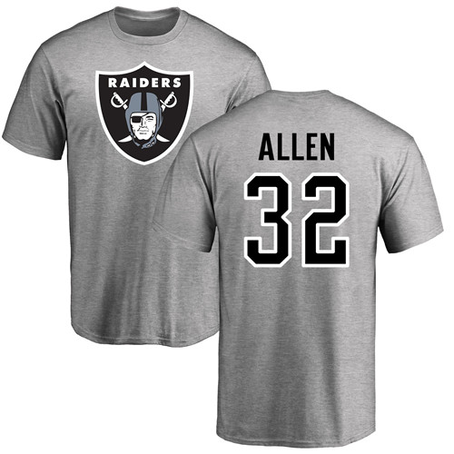 Men Oakland Raiders Ash Marcus Allen Name and Number Logo NFL Football #32 T Shirt